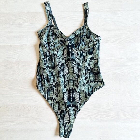 OUT FROM UNDER Snake Print Bodysuit Size Medium - Picture 1 of 8